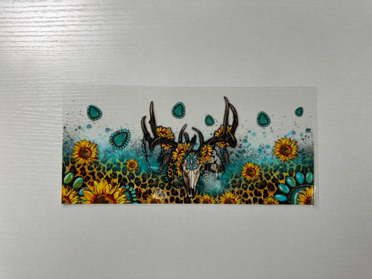 #160 - skulls sunflowers and turquoise